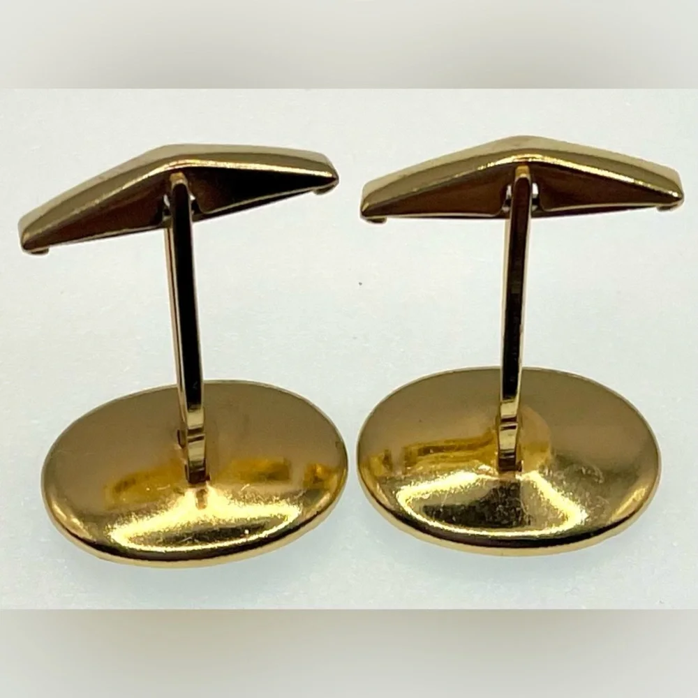 Vintage Gold Tone and Black Damascene Cufflinks